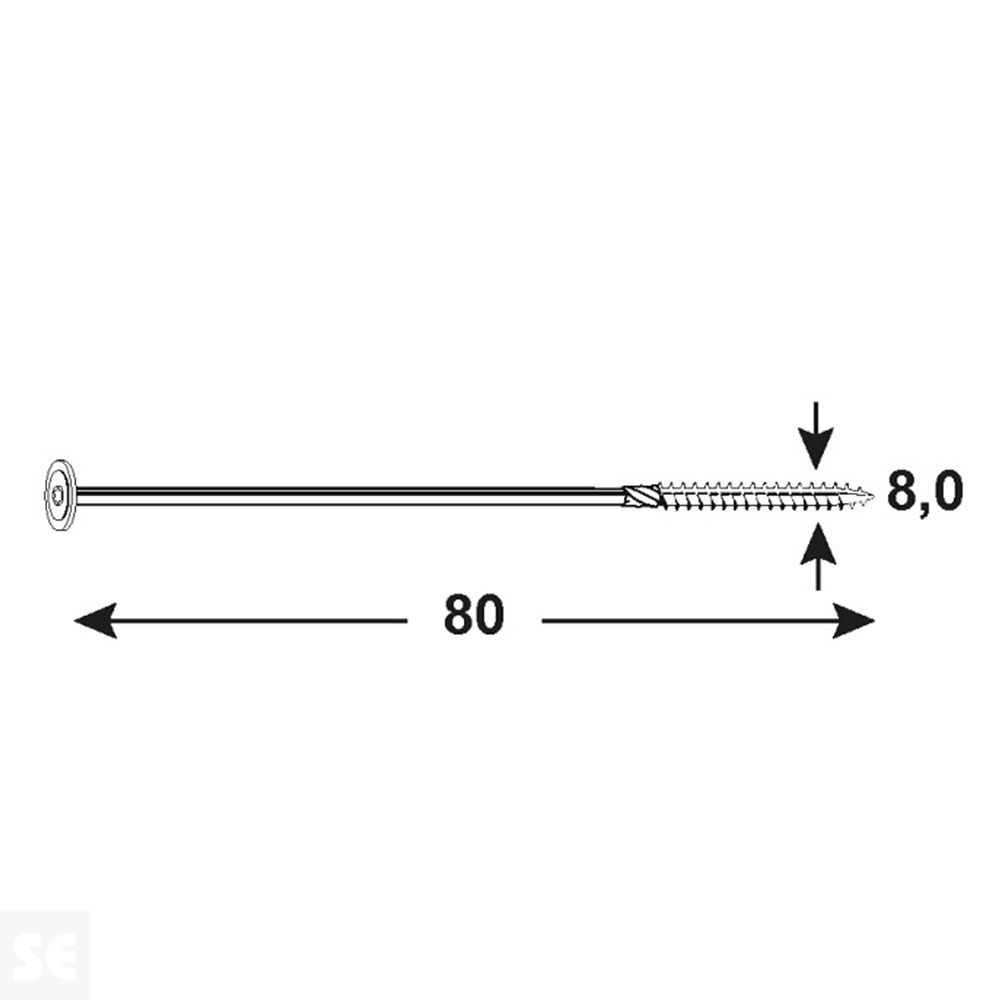 Tornillo 8,0x80tx 50 uds