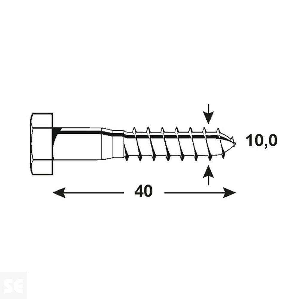 Tornillo para Madera 571 Hexagonal Galvanizado 10x4