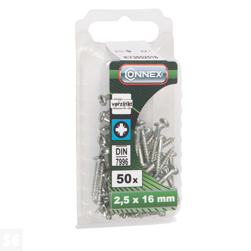 Tornillo Madera Cabeza Ovalada Galvanizado 2,5x16mm. (50u.)