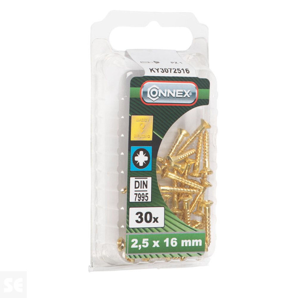 Tornillo Madera Cabeza Ovalada Latonado 2,5x16mm. (30u.)