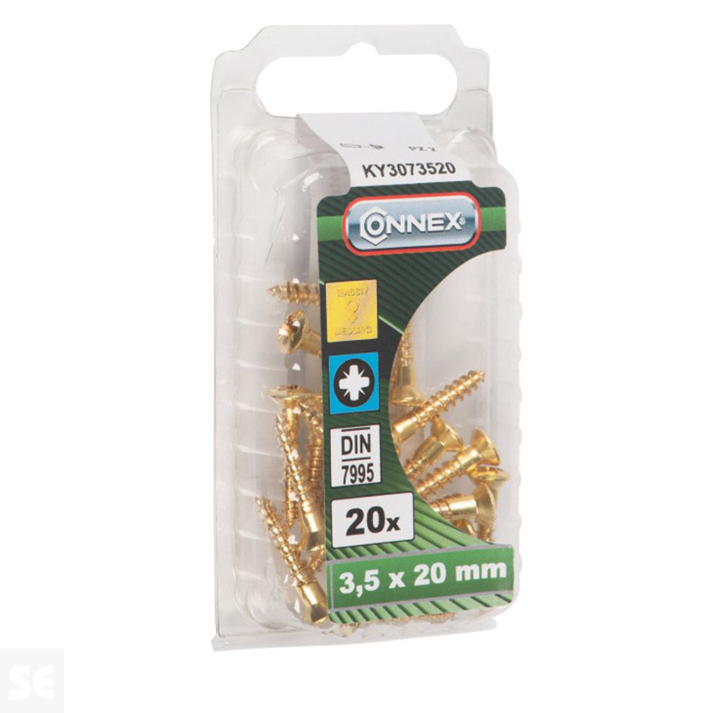 Tornillo Madera Cabeza Ovalada Latonado 3,5x20mm. (20u.)