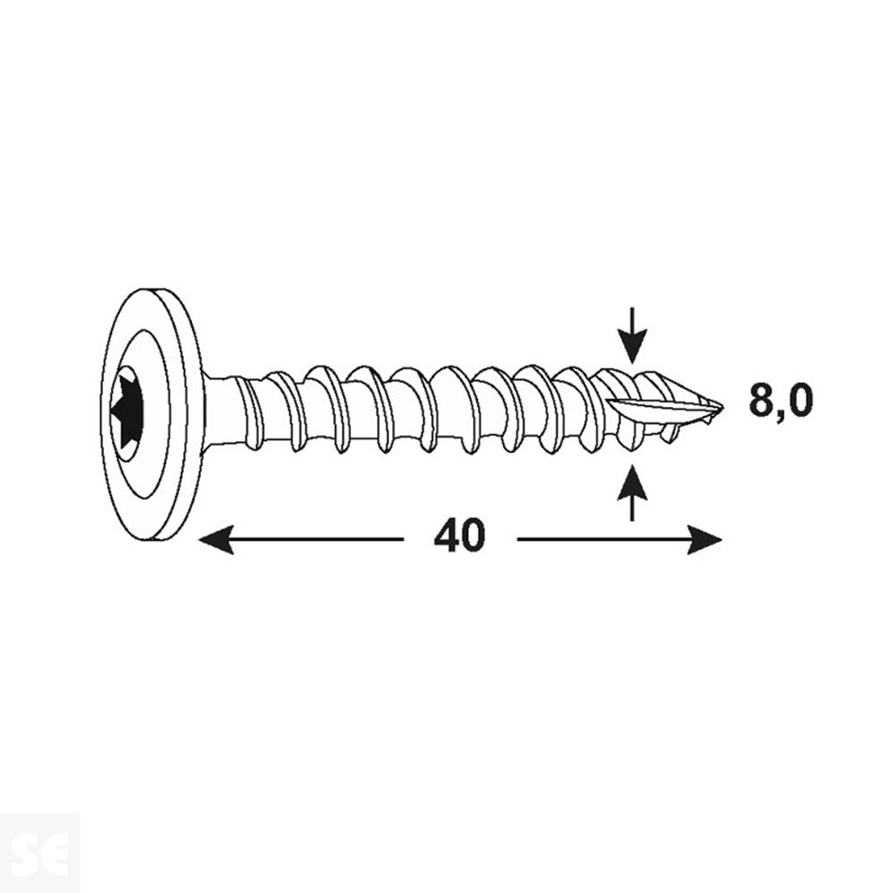 Tornillo Poste Cincado Tx40 8,0x40mm (20u.)