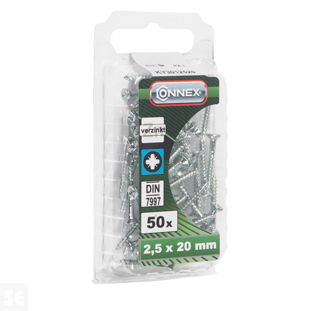 Tornillo Madera Rasgada Galvanizado 2,5x20mm. (50u.)