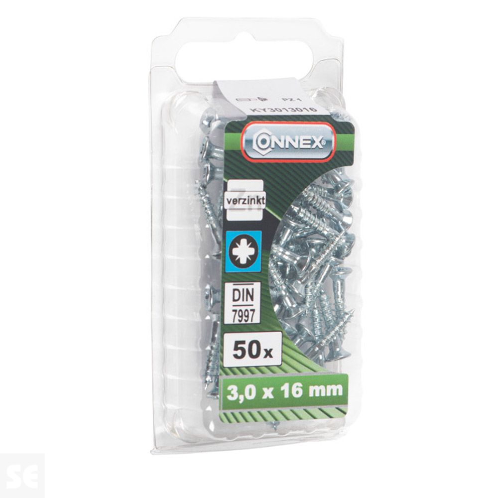 Tornillo Madera Rasgada Galvanizado 3x16mm. (50u.)