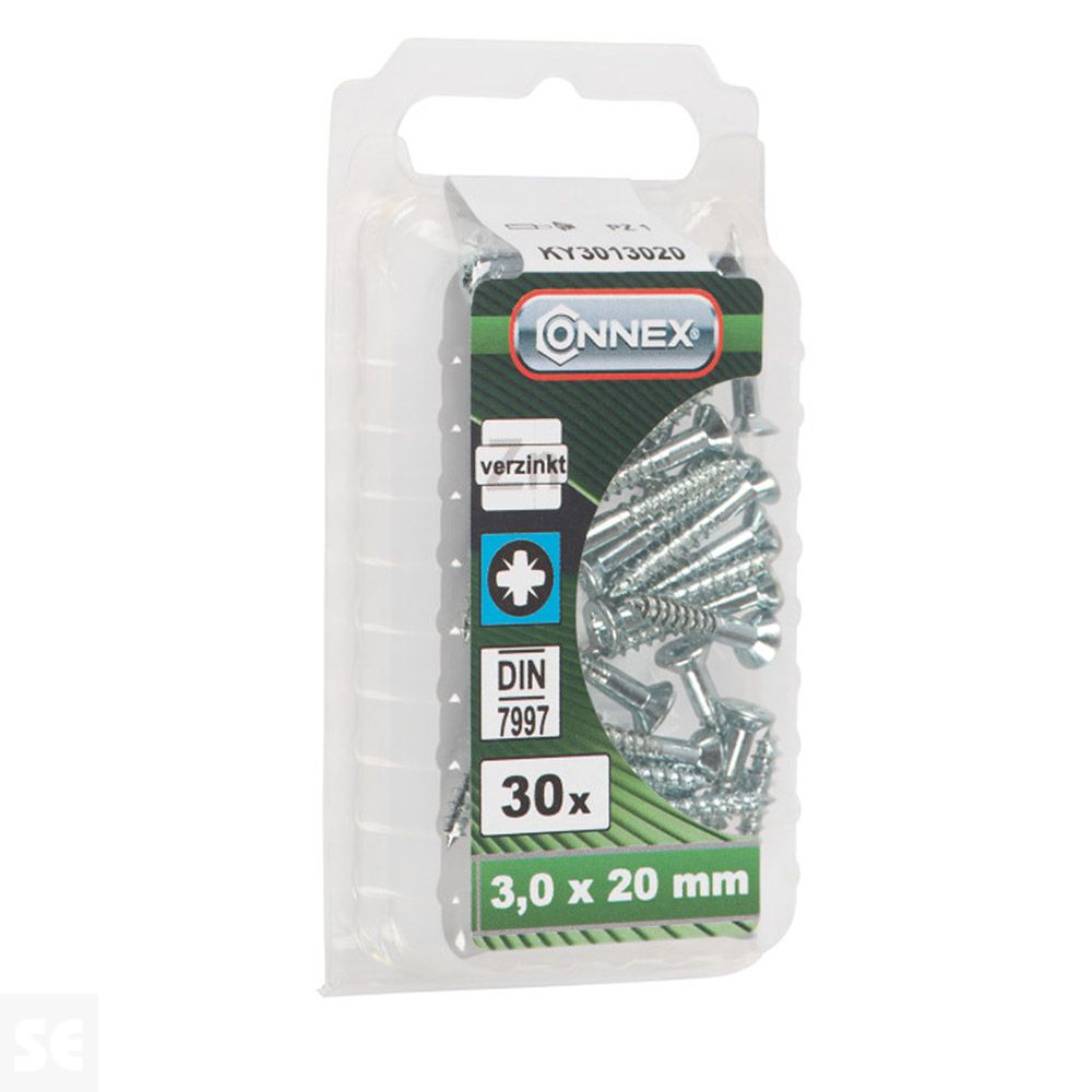 Tornillo Madera Rasgada Galvanizado 3x20mm. (30u.)