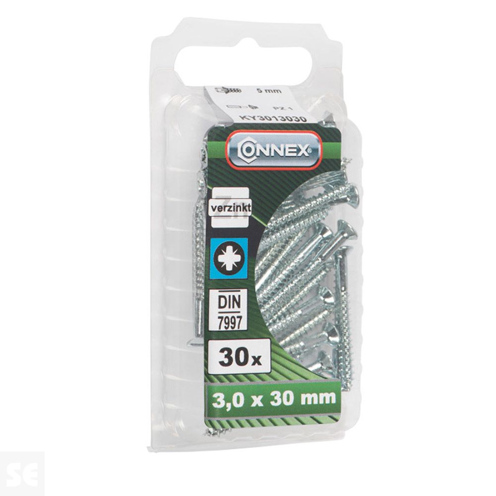 Tornillo Madera Rasgada Galvanizado 3x30mm. (30u.)