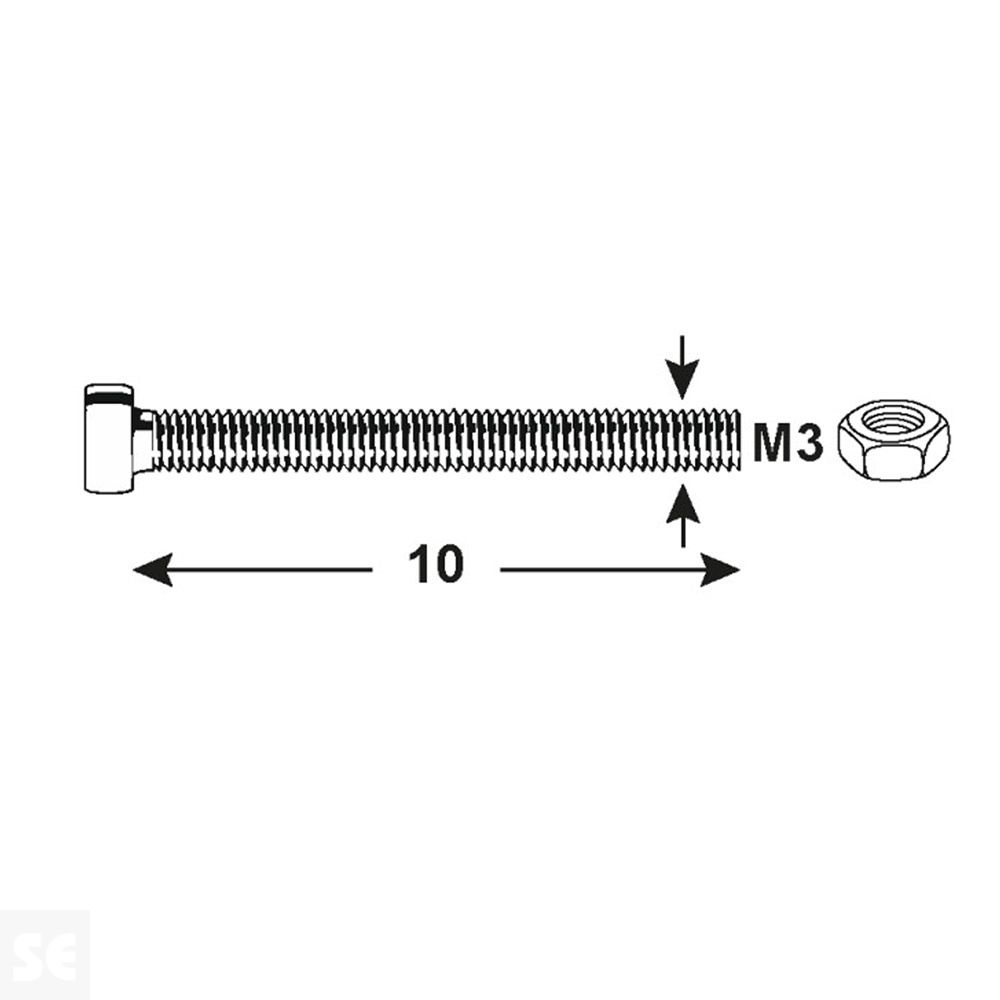 Tornillo Cabeza Redonda Ranura 3x10mm. (30u.)