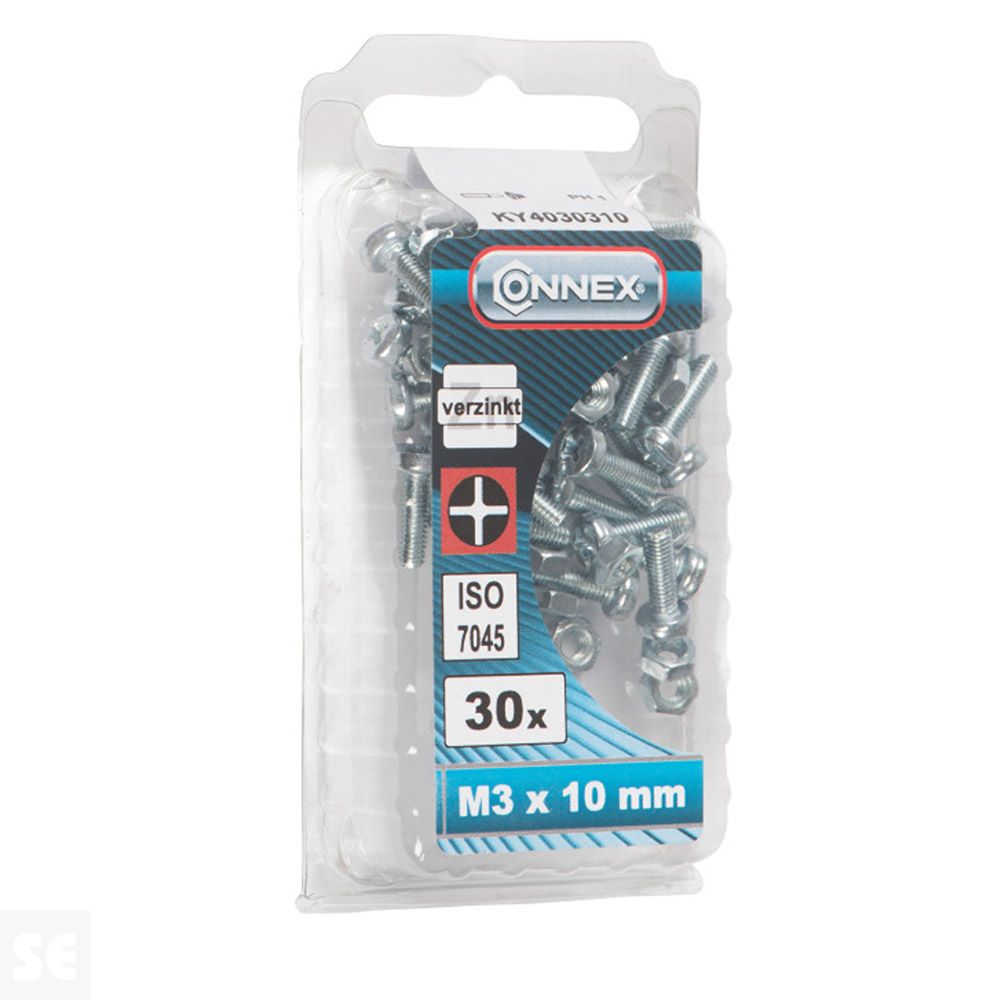 Tornillo Cabeza Redonda Ranura 3x10mm. (30u.)