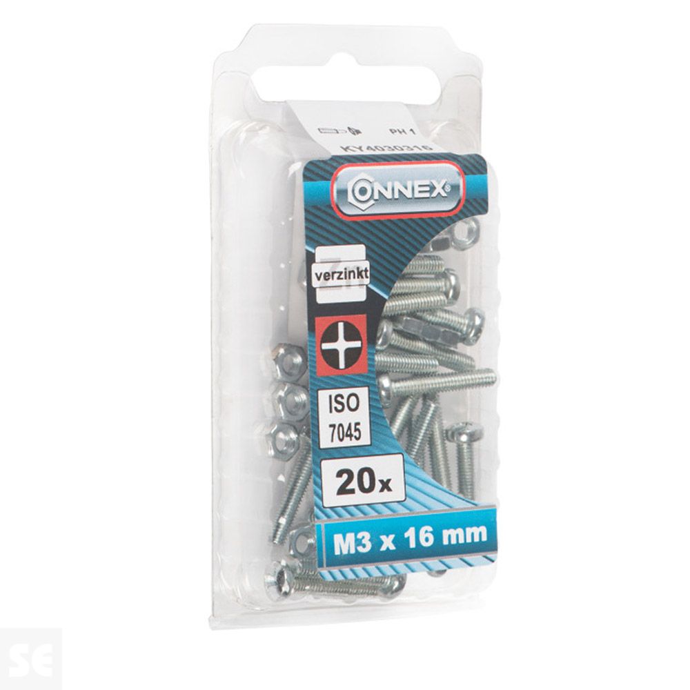 Tornillo Cabeza Redonda Ranura 3x16mm. (20u.)