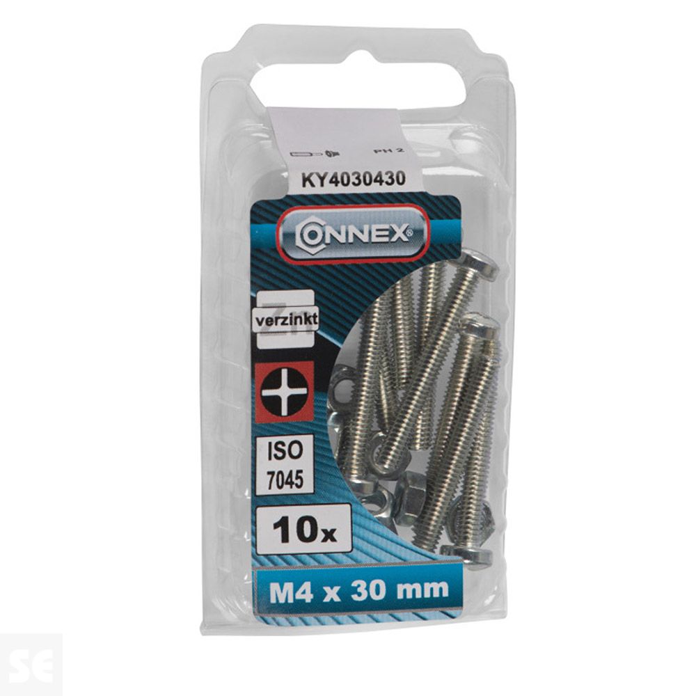 Tornillo Cabeza Redonda Ranura 4x30mm. (10u.)