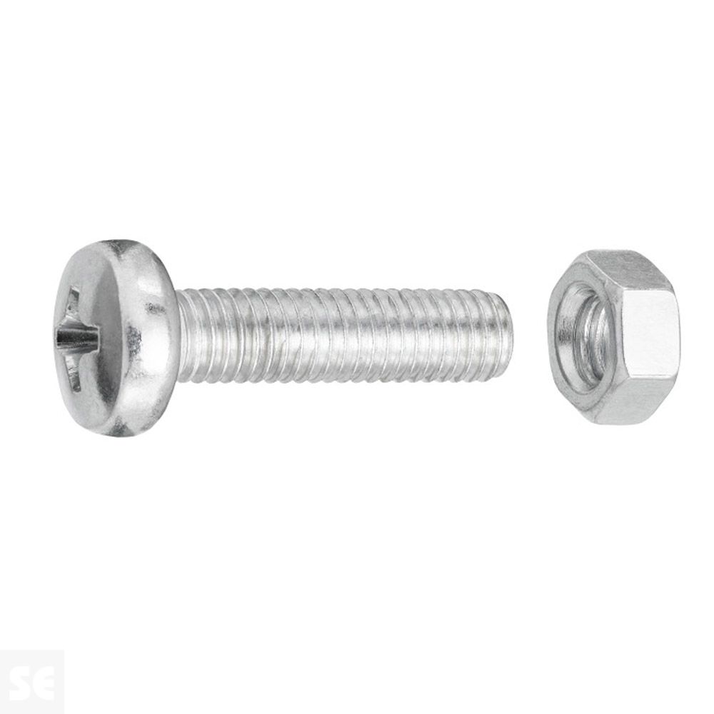 Tornillo Cabeza Redonda Ranura + Tuerca 5x20mm. (10u.)