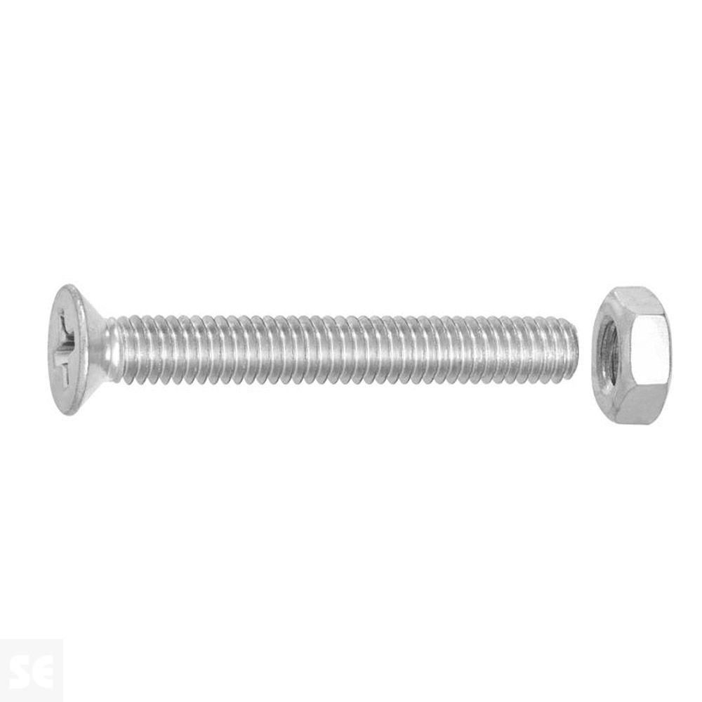 Tornillo Cabeza avellanada + Tuercas Cabeza Plana Fresada Cincada PH M4X30 mm (65u.)