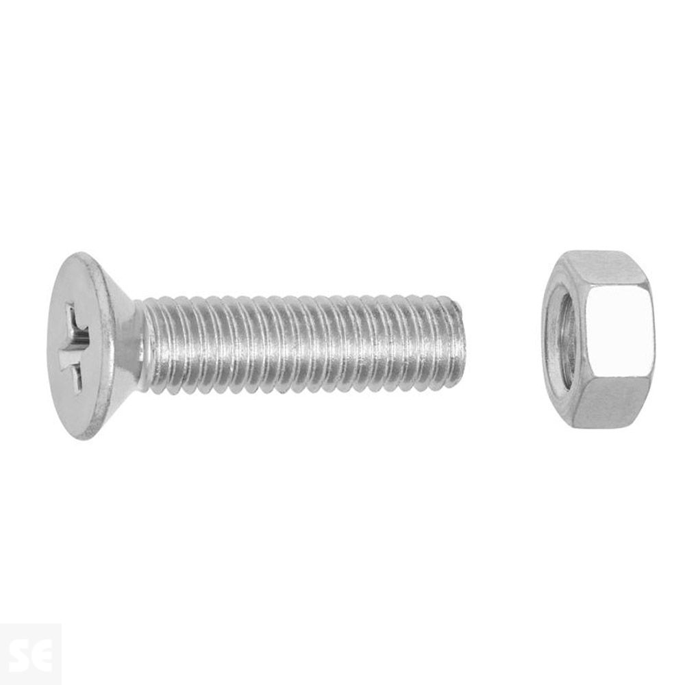 Tornillo Cabeza avellanada + Tuercas Cabeza Plana Fresada Cincada PH M5X20 mm (65u.)