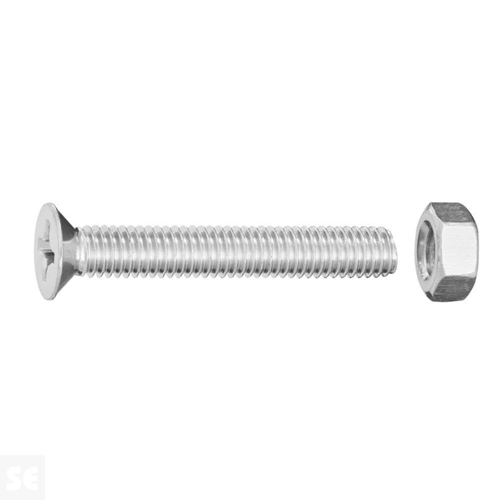 Tornillo Cabeza avellanada + Tuercas Cabeza Plana Fresada Cincada PH M6X40 mm (40u.)