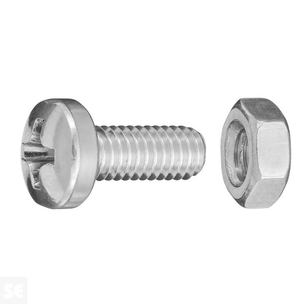 Tornillo Cabeza Redonda + Tuerca M4 x 10 mm (100u.)