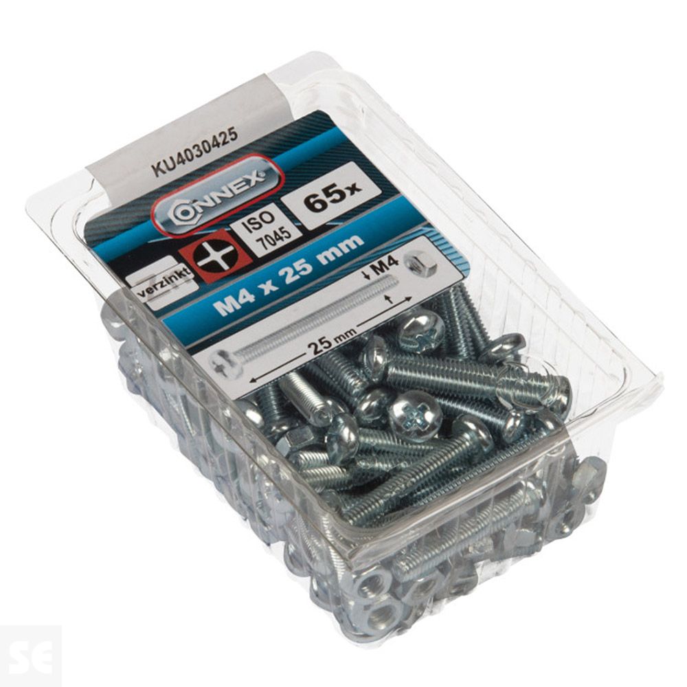 Tornillo Cabeza Redonda + Tuerca M4 x 25 mm (65u.)
