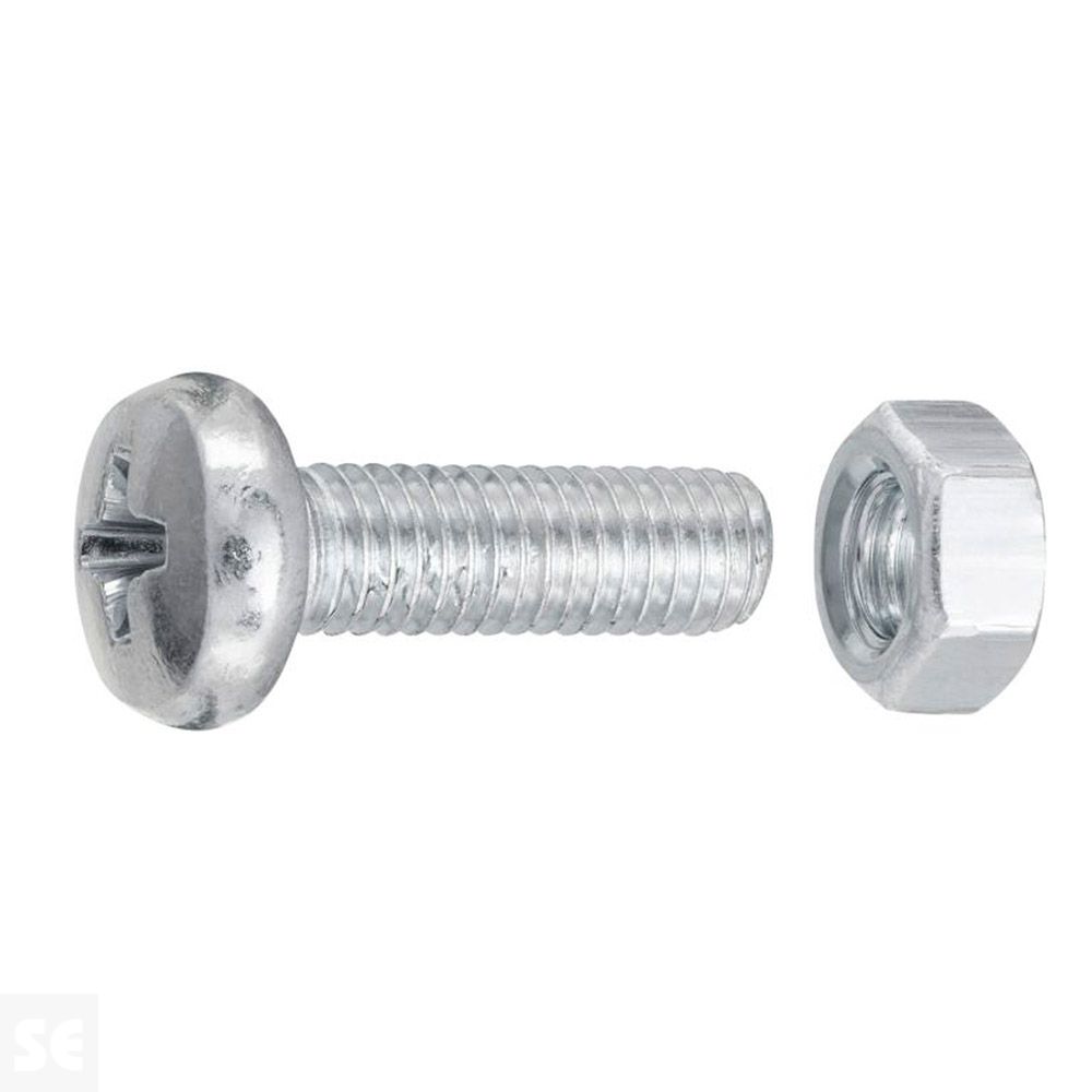 Tornillo Cabeza Redonda + Tuerca M5 x 16 mm (60u.)