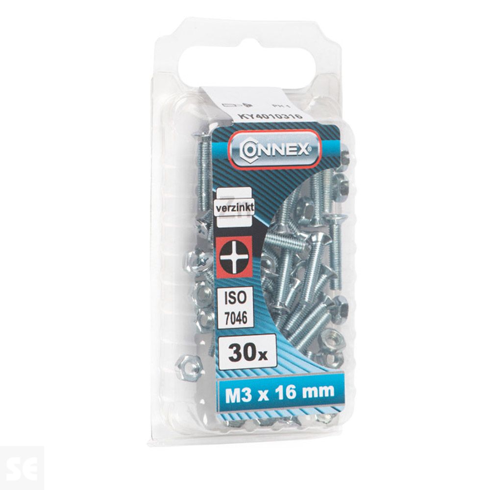 Tuercas Cabeza Plana Fres.Cincada 3x16mm. (30u.)