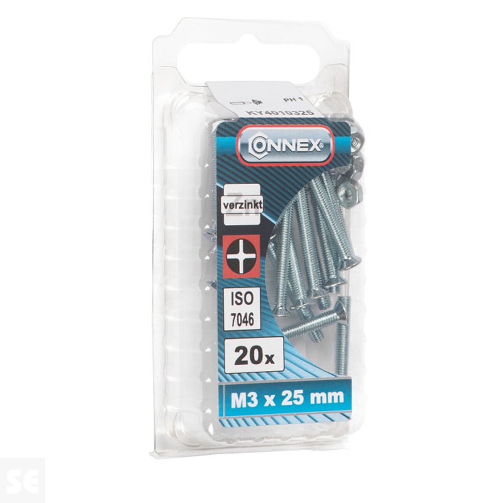 Tornillo Cabeza Avellanada + Tuerca M3x25mm. (20u.)