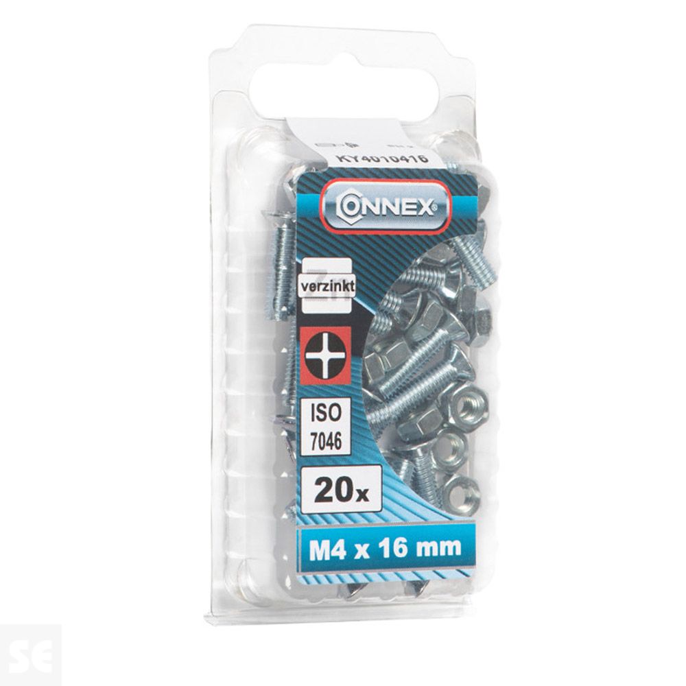 Tornillo Cabeza Avellanada + Tuerca M4x16mm. (20u.)