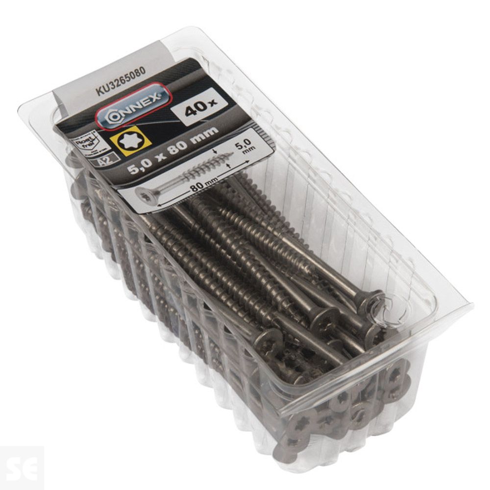 Tornillo Universal Inox A2 Tx 5,0X80 mm (40u.)