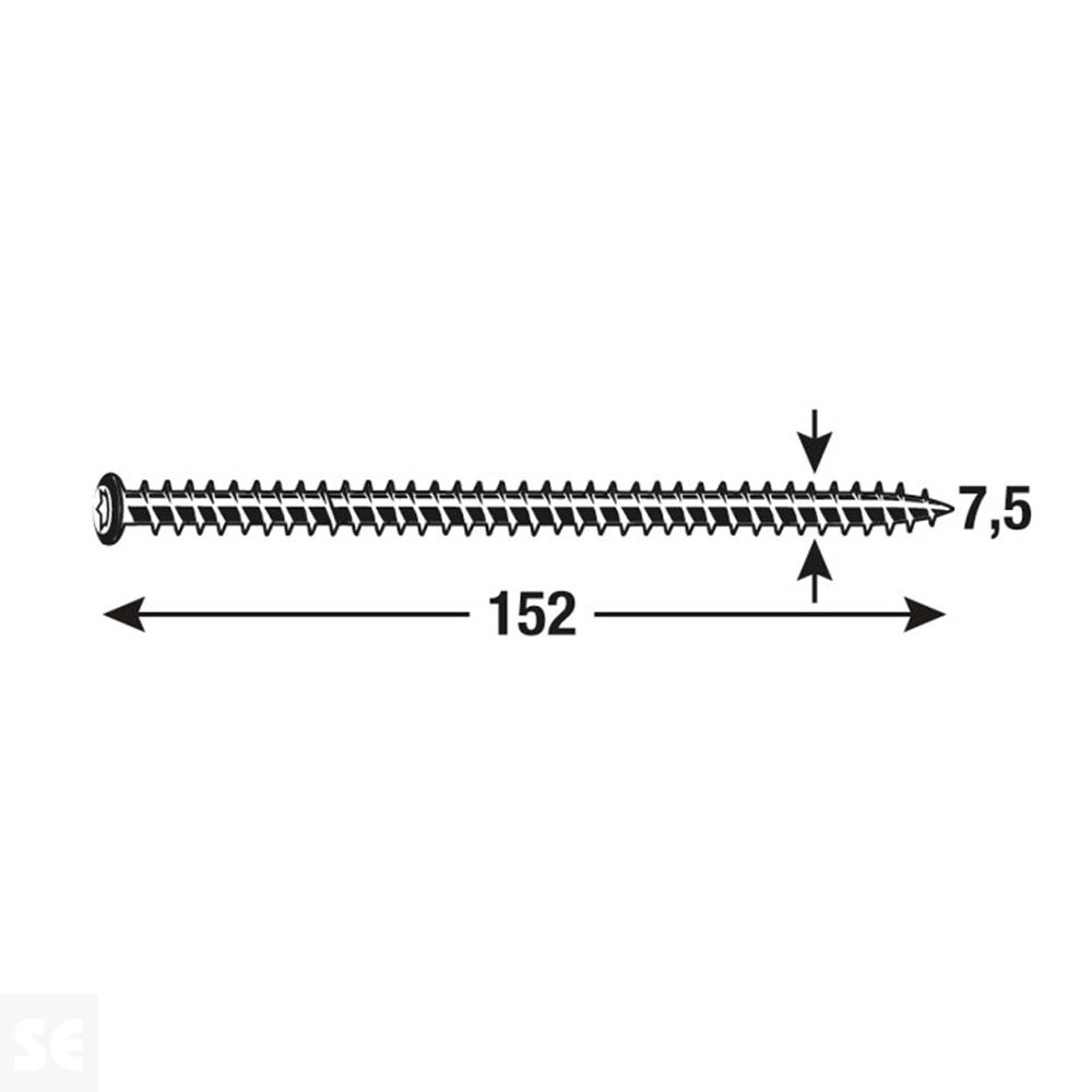 Tornillo para Ventana TX30 7,5X152mm. (6u.)