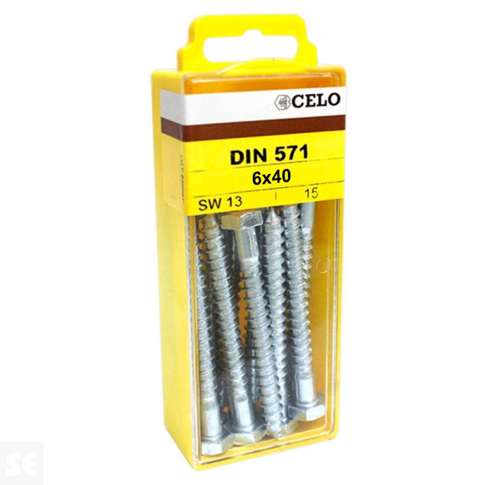 Tornillo Cabeza Hexagonal Din 571 6x40mm. Cincado (15u.)