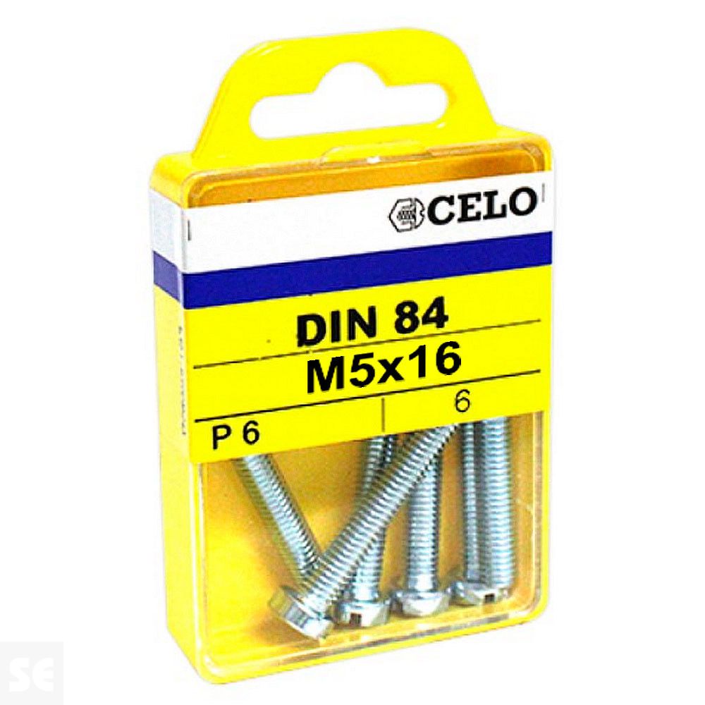 Tornillo Rosca Métrica Din 84 5x16mm. Cincado (6u.)