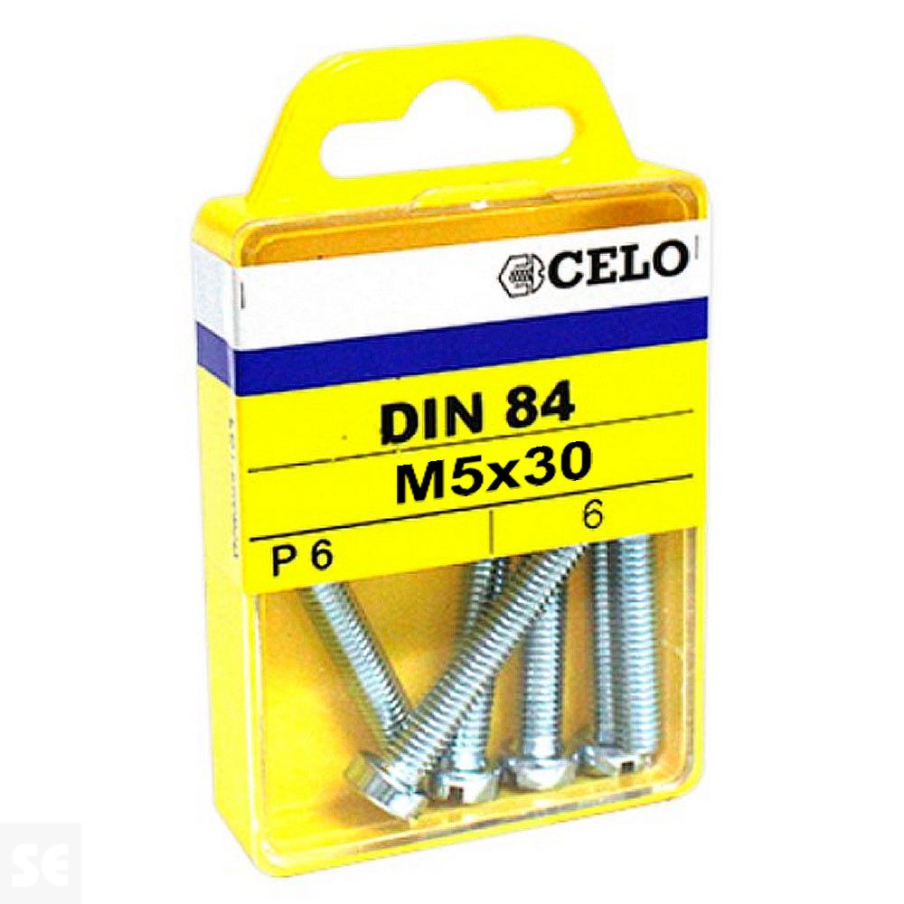 Tornillo Rosca Métrica Din 84 5x30mm. Cincado (6u.)