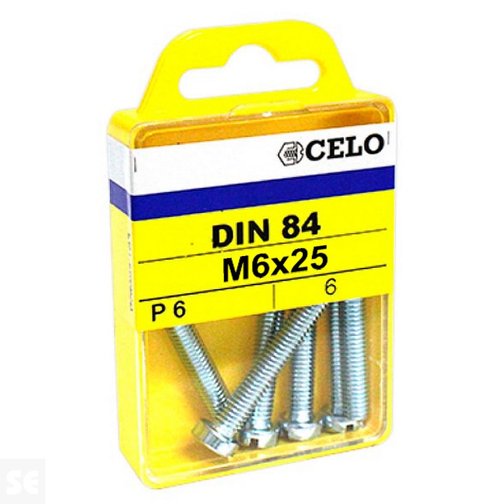 Tornillo Rosca Métrica Din 84 6x25mm. Cincado (6u.)