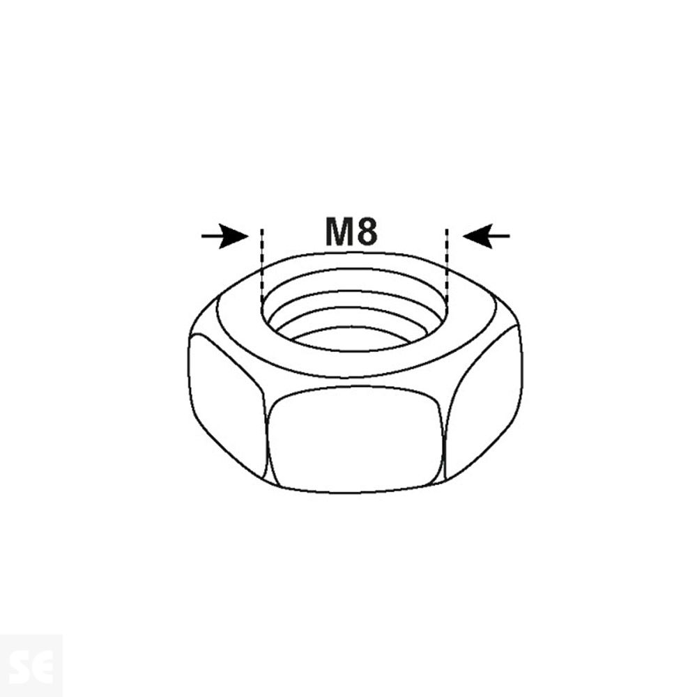 Tuercas 6 Lados Inox M8 A2 934 (60u.)
