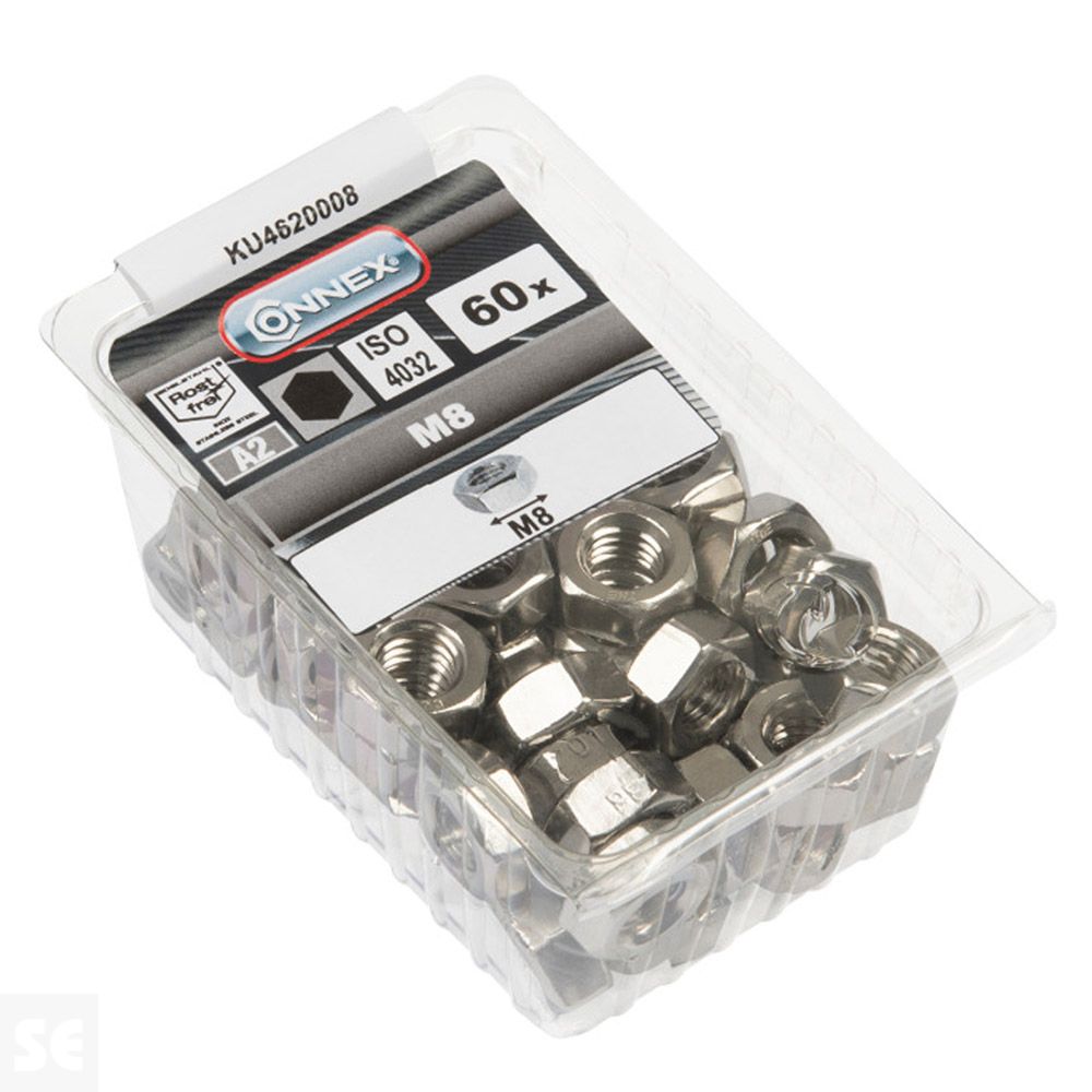 Tuercas 6 Lados Inox M8 A2 934 (60u.)