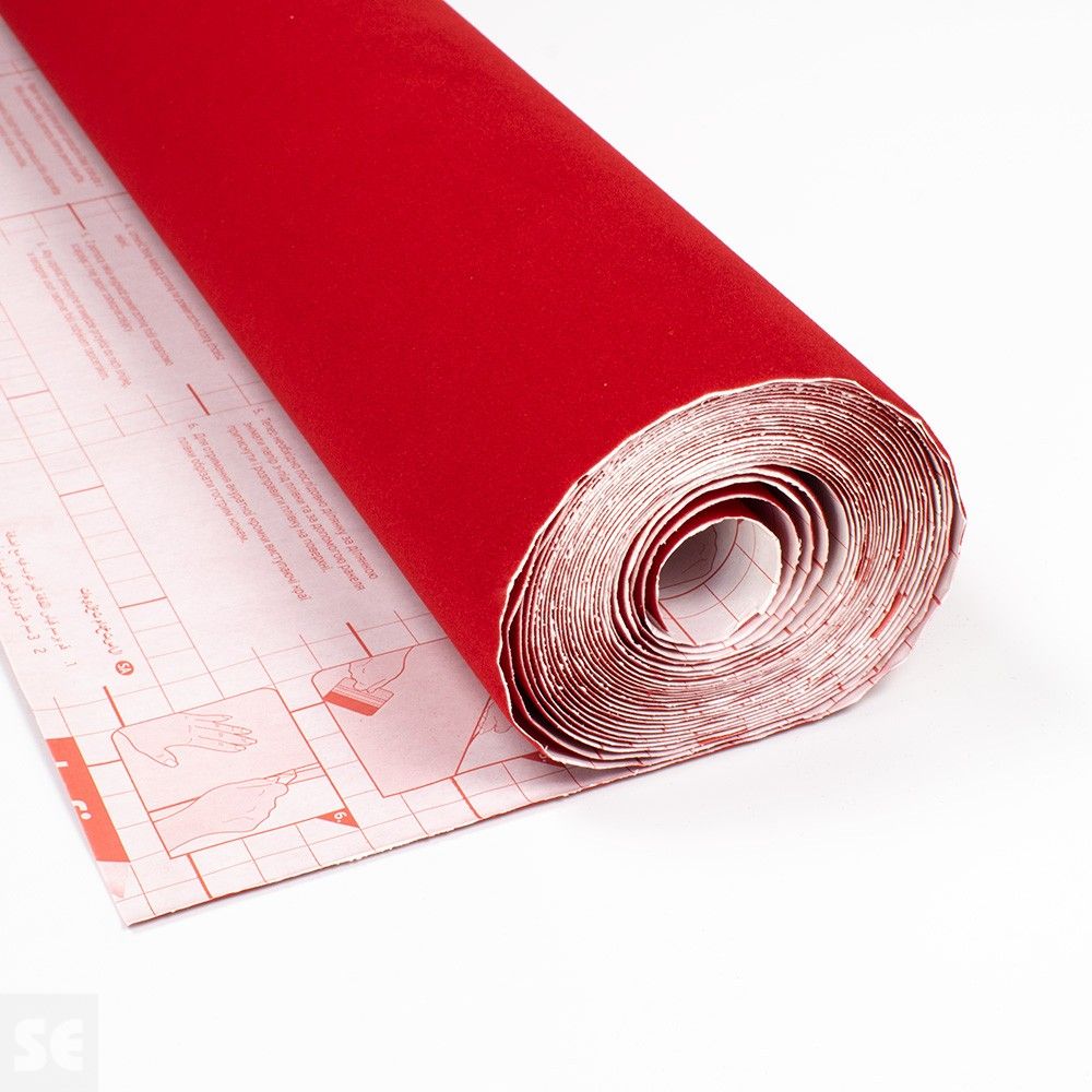 Rollo de vinilo adhesivo flocado color rojo | Servei Estació