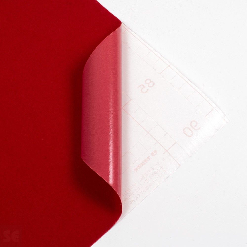 Rollo de vinilo adhesivo flocado color rojo | Servei Estació