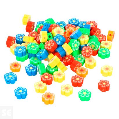 Cuentas 14861 Poliméricas Flores 5 Modelos de 10mm 100u.
