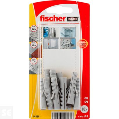fischer DUOPOWER 5 x 25 S, tacos y tornillos para pared universales de  seguridad, de 2 componentes de plástico para fijación en hormigón,  ladrillo, piedra, cartón yeso, (50 tacos + 50 tornillos) : :  Bricolaje y herramientas