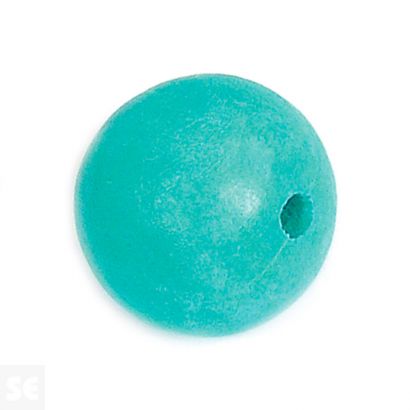 Cuenta Madera Bola Encerada Turquesa Diam. 10Mm. 20U.