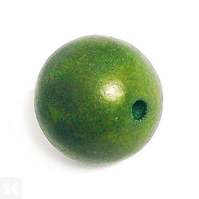 Cuenta Madera Bola Encerada Verde Diam. 15Mm. 10U.