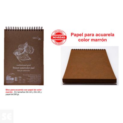 Bloc Acuarela con Papel Marrón y Espiral Din A5