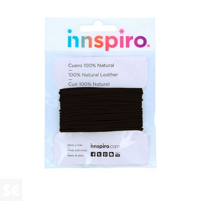 Cordón Cuero Natural Negro 1,0Mm. 5M.