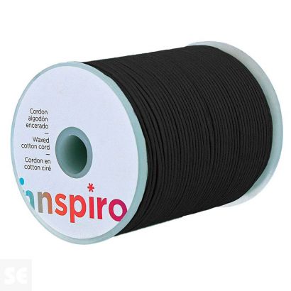 Cordón Algodón Encerado Fino Negro 3,0mm 50m