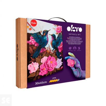 Kit de Modelado 3d + Pintura Colibríes Enamorados 30x40cm