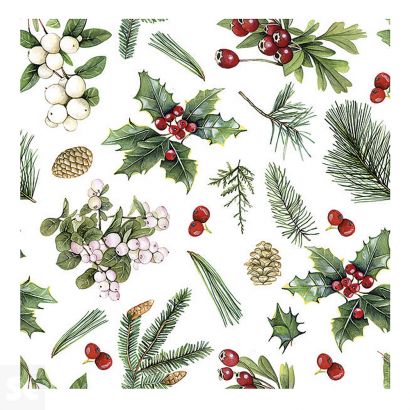 Servilleta Winter Greenery White 33 x 33 cm (33 u.)