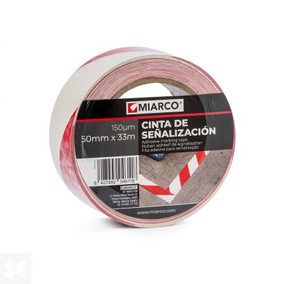 Cinta Señalización Pvc Blanca/Roja 50mm X 33m