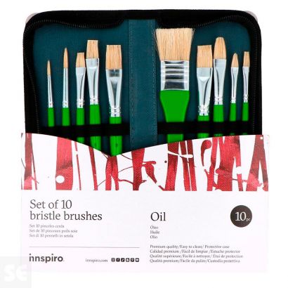 Set 10 Pinceles Cerda Oil con Estuche