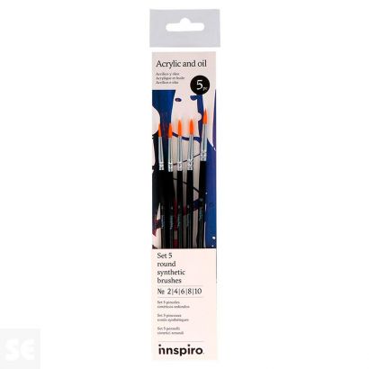 Set 5 Pinceles Sintéticos Redondos Nº 2, 4, 6, 8, 10