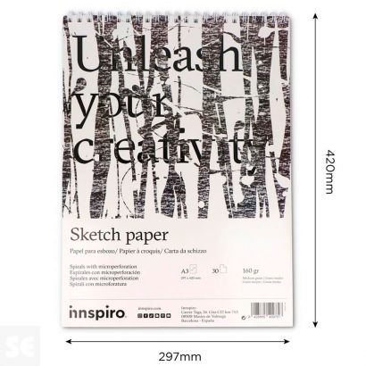 Bloc Papel Esbozo A3 30 Páginas 160g. 800508