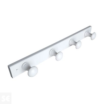 Percha 4 Pomos Pino Laca Blanca