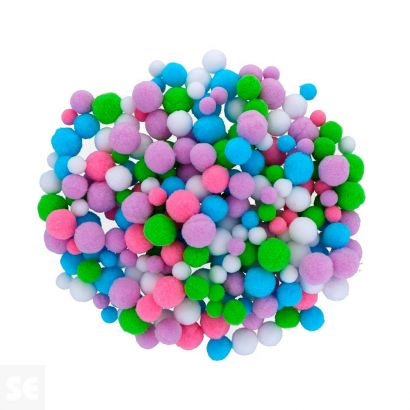 Pompones 99470 200u. Pastel Surt 10,12,15,20,25mm