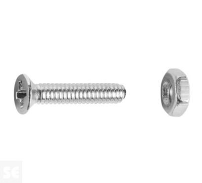 Tornillo - Tuerca Cabeza Plana Fresada Inox M4x10 A2 Ph 7046 (20u.)